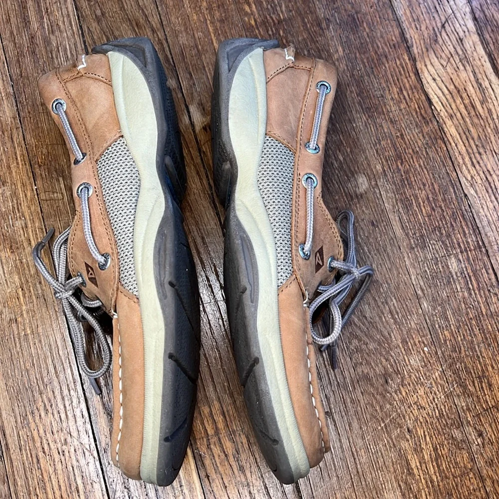 Sperry topsider boat shoes tan leather preppy men’s 8